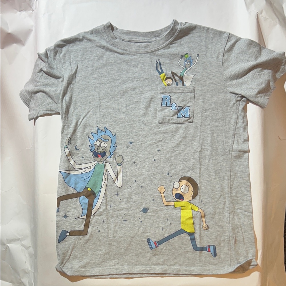 Rick and Morty Grey Graphic Pocket Tee
